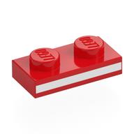 Plate 1 × 2 with White Stripe print Red