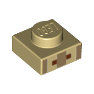 Plate 1 × 1 with 3 Dark Tan Rectangles and 2 Black Squares Print [Minecraft Villager Mouth and Nose] Beige