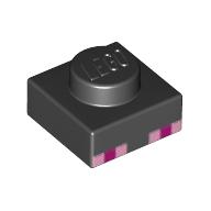 Plate 1 × 1 with 4 Light Purple and 2 Purple Squares Print (Minecraft Enderman eyes) Schwarz