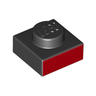 Plate 1 × 1 with Red Square print Schwarz