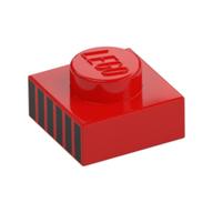 Plate 1 × 1 with Black Stripes / Grill print Red