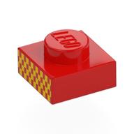 Plate 1 × 1 with Bright Light Orange Squares print Red