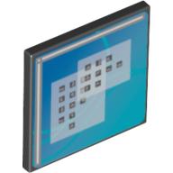 Road Sign Clip-on 2 × 2 Square - Square with Curved Blue Lines and Small Black Squares Print