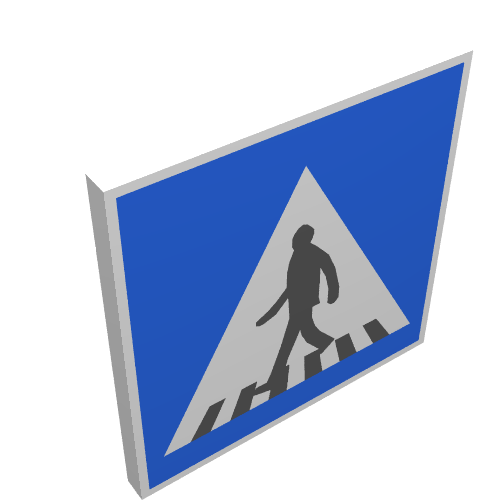 Road Sign Clip-on 2 × 2 Square with Pedestrian Crossing Print White