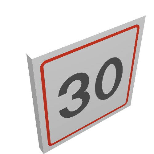 Road Sign Clip-on 2 × 2 Square with Speed Limit '30' Print White