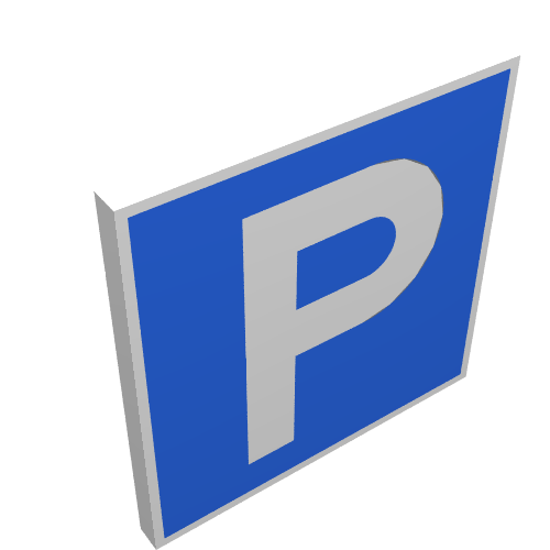 Verkehrsschild Clip-auf 2 × 2 quadratisch mit "P" auf blau Druck Weiß