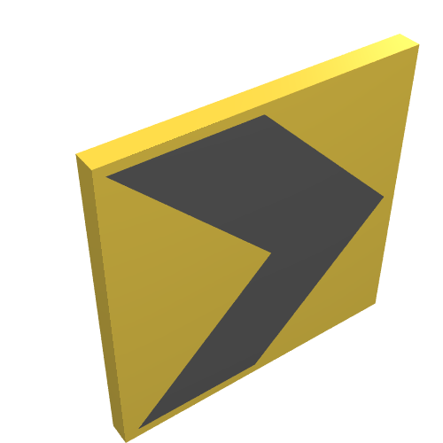 Road Sign Clip-on 2 × 2 Square with Black Arrow Print Yellow