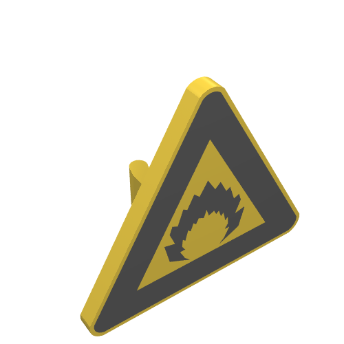 Road Sign Clip-on 2.2 × 2.667 Triangular with Fire Print Yellow