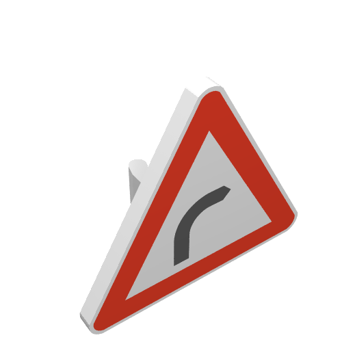 Road Sign Clip-on 2.2 × 2.667 Triangular with Bend Print Weiß