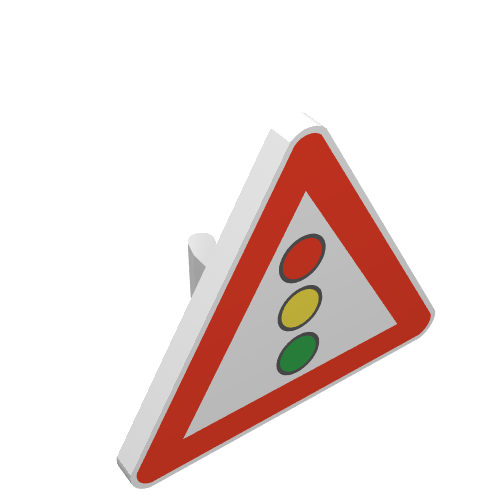 Road Sign Clip-on 2.2 × 2.667 Triangular with Traffic Light Print White