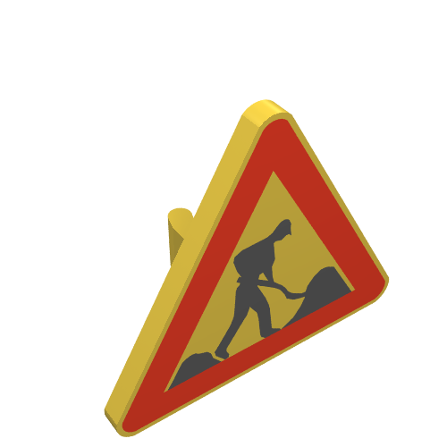 Road Sign Clip-on 2.2 × 2.667 Triangular with Road Works Print Gelb