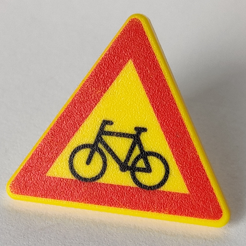 Road Sign Clip-on 2 × 2 Triangle with Bicycle Crossing Print Yellow