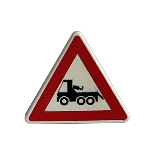 Road Sign Clip-on 2 × 2 Triangle with Red Border and Truck Print White