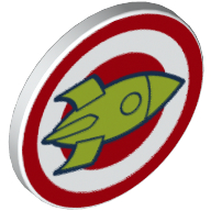 Road Sign Clip-on 2 × 2 Round with Bulls Eye, Lime Rocket print White