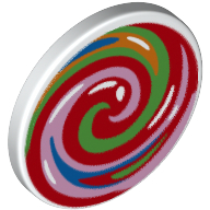 Road Sign Clip-on 2 × 2 Round with Spirals, Multi Color print Weiß