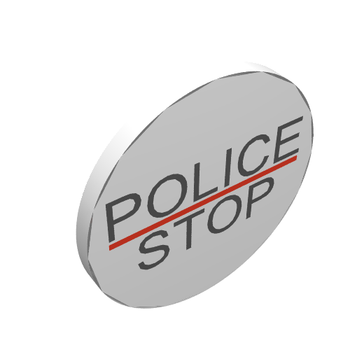 Verkehrsschild Clip-auf 2 × 2 rund mit "POLICE" und "STOP" Druck Weiß