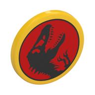 Road Sign Clip-on 2 × 2 Round with Jurassic Park Logo print Yellow