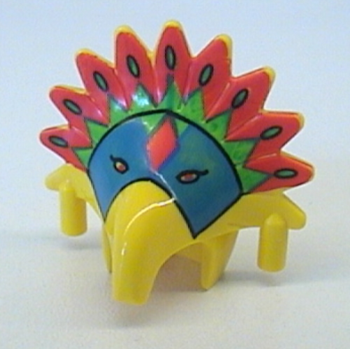 Headdress Jungle with Colored Feather Print (Achu) Gelb