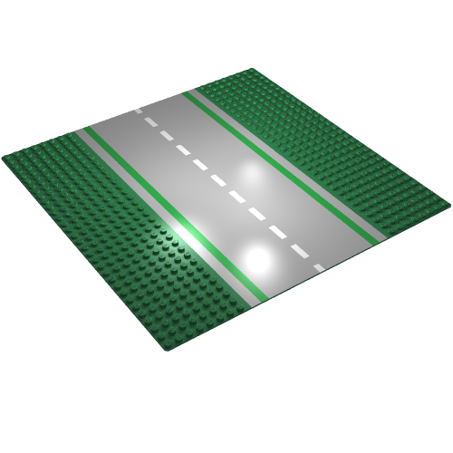 Baseplate 32 × 32 with 8-Stud Straight with Road Print Green