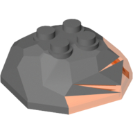 Rock Boulder 4 × 4, Top with Marbled Trans-Neon Orange Pattern Dark Bluish Gray