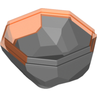 Rock Boulder 4 × 4, Bottom with Marbled Trans-Neon Orange Pattern Dunkelblaugrau