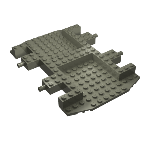Vehicle Base 12 × 18 × 1 1/3, Recessed Surface, Cutouts, Wedged Front Dark Gray
