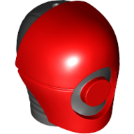 Minifig Head Special, Helmet with Neck Ridges and Red Mask with Red Circle Print (Guavian Security Soldier) Red
