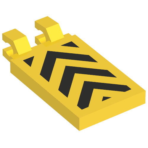 Tile Special 2 × 3 with Horizontal Clips with Yellow and Black Danger Chevron Print Yellow