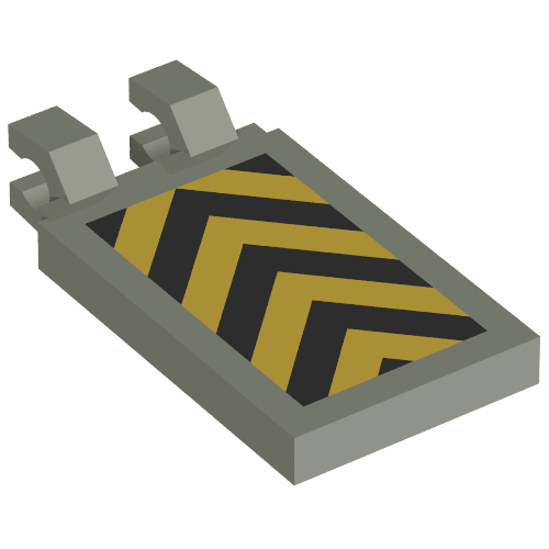 Tile Special 2 × 3 with Horizontal Clips with Yellow and Black Danger Chevron Print Hellgrau