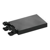 Tile Special 2 × 3 with 2 Clips [Thick Open O Clips] Black