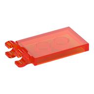 Tile Special 2 × 3 with 2 Clips [Thick Open O Clips] Trans-Neon Orange