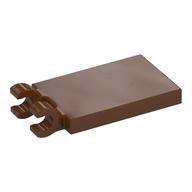 Tile Special 2 × 3 with 2 Clips [Thick Open O Clips] Reddish Brown