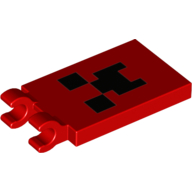 Tile Special 2 × 3 with 2 Clips with Minecraft Face Print[Thick Open O Clips] Red