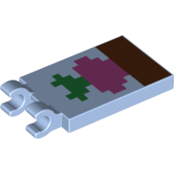 Tile Special 2 × 3 with 2 Clips with Minecraft Radish in Ground Print [Thick Open O Clips] Bright Light Blue