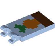 Tile Special 2 × 3 with 2 Clips with Minecraft Carrot in Ground Print [Thick Open O Clips] Leuchtendes Hellblau