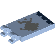 Tile Special 2 × 3 with 2 Clips with Minecraft Fish and Sea Floor Print [Thick Open O Clips] Leuchtendes Hellblau
