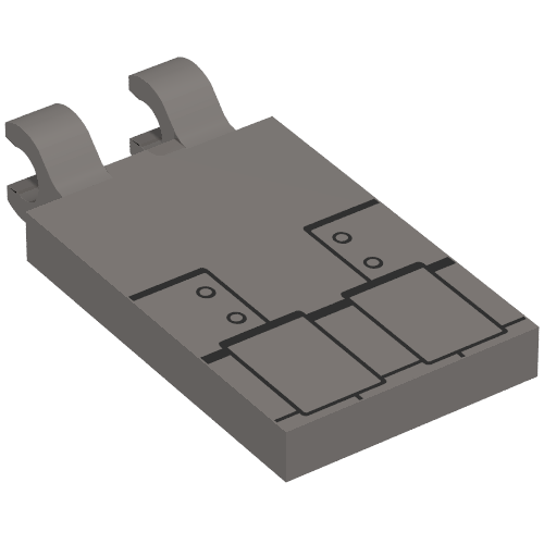 Tile Special 2 × 3 with 2 Clips with Black Lines/Armour print Dunkelblaugrau