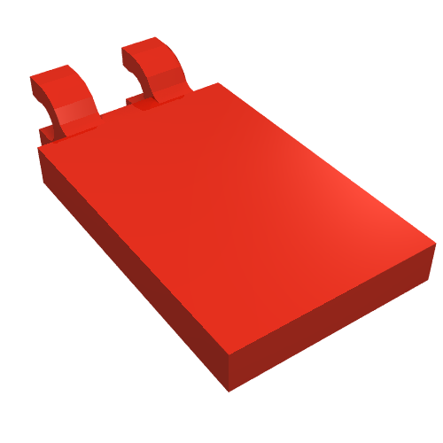 Tile Special 2 × 3 with 2 Clips [Thick U Clips] Red