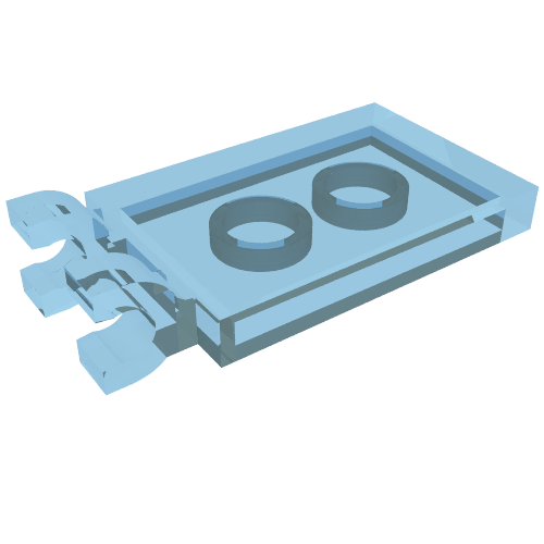 Tile Special 2 × 3 with 2 Clips [Thick U Clips] Trans-Light Blue