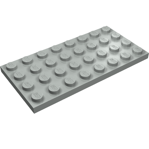 Plate 4 × 8 with Waffle Bottom Hellgrau