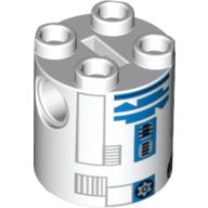 Brick Round 2 × 2 × 2 Robot Body with Blue and Gray Astromech Droid Print (R2-D2 Clone Wars) in 