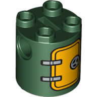 Brick Round 2 × 2 × 2 Robot Body, Axle Holder '+' Orientation with Hatch and Handle Print Dark Green