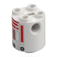 Brick Round 2 × 2 × 2 Robot Body with Red Astromech, R3-T6 print White