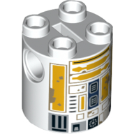 Brick Round 2 × 2 × 2 Robot Body with Bright Light Orange Astromech Droid with Dark Tan Dirt Stains Print (R5-A2) in 