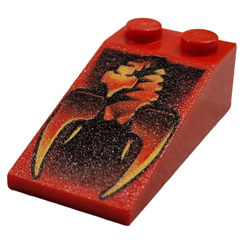 Brick Sloped 18° 4 × 2 with Scorpion Print Red