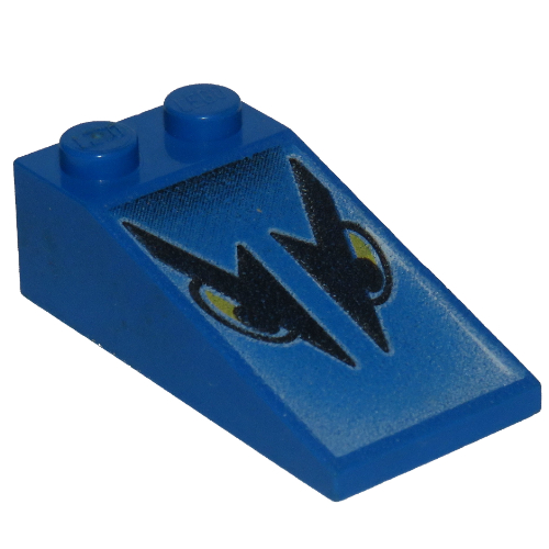 Brick Sloped 18° 4 × 2 with Two Eye Print Blue