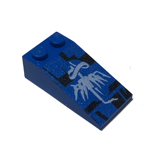 Brick Sloped 18° 4 × 2 with Aldar Beedo Symbol Print Blue