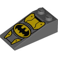 Brick Sloped 18° 4 × 2 with Batman Logo Print Dark Bluish Gray