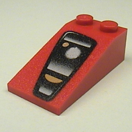 Brick Sloped 18° 4 × 2 with Ferrari Headlight Right Print Red
