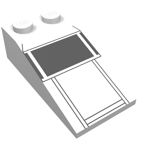 Brick Sloped 18° 4 × 2 with Imperial Shuttle Cockpit Print White